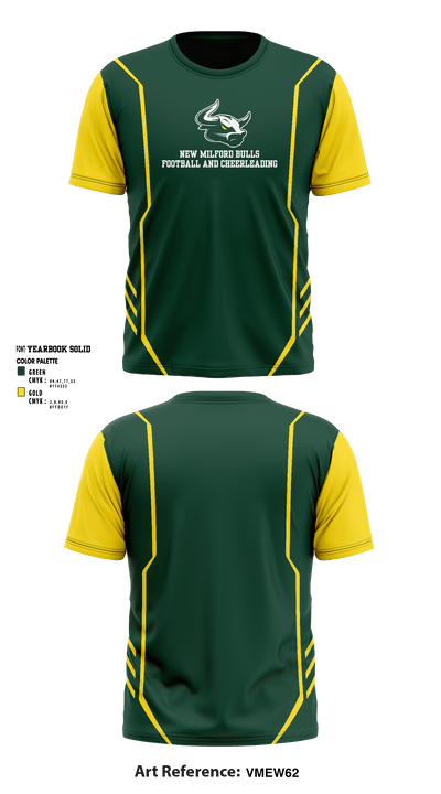 New Milford Bulls Football And Cheerleading 19489077 Short Sleeve Performance Shirt - 1