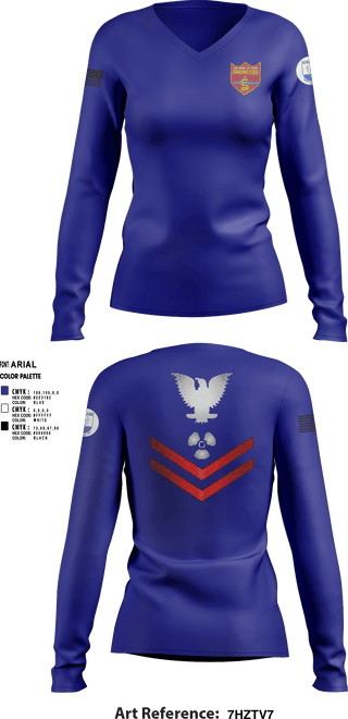 Women's Long Sleeve Vneck Shirt, USS COOK FF-1083, Navy, Teamtime, Team time, sublimation, custom sports apparel, team uniforms, spirit wear, spiritwear, sports uniforms, custom shirts, team store, custom team store, fundraiser sports, apparel fundraiser