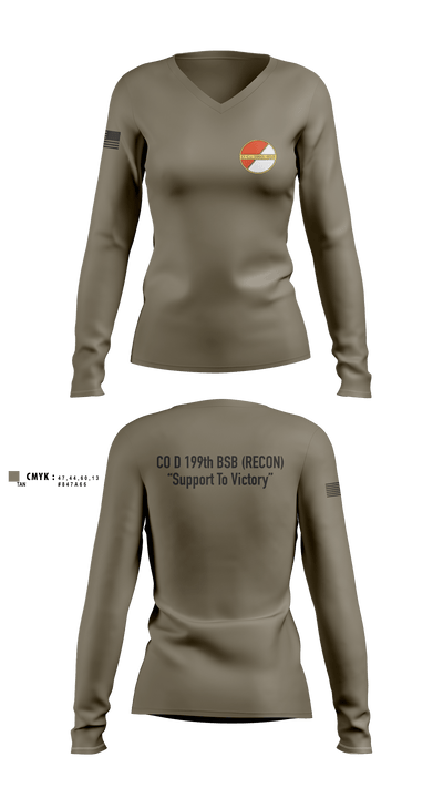 Co D 199TH BSB RECON 1334677 Women's Long Sleeve V-neck Shirt - 6