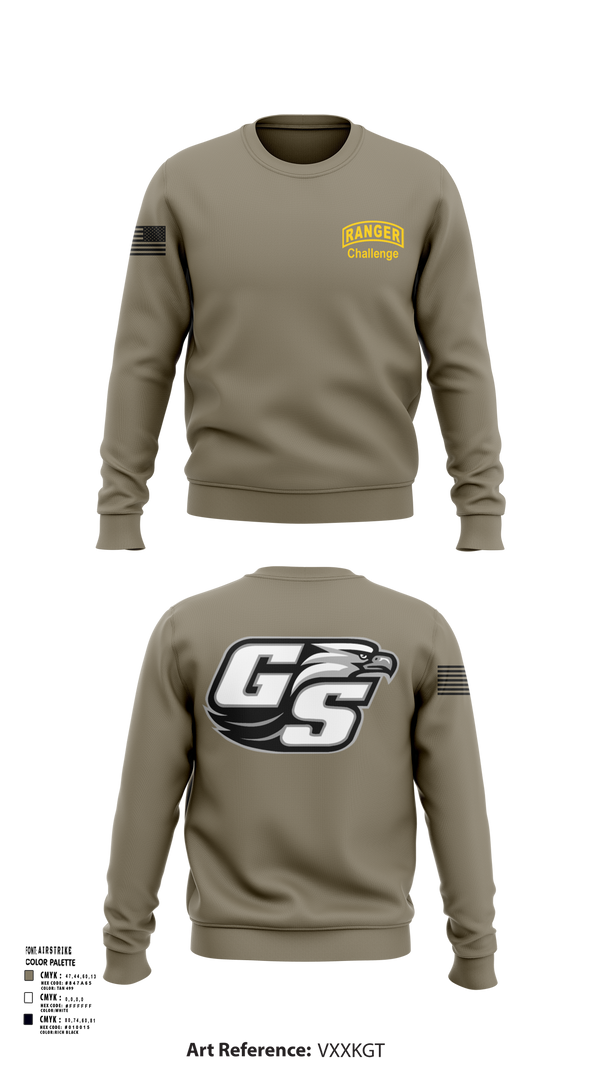 Crew Neck Sweatshirt, GASOU ROTC Ranger Challenge, , Teamtime, Team time, sublimation, custom sports apparel, team uniforms, spirit wear, spiritwear, sports uniforms, custom shirts, team store, custom team store, fundraiser sports, apparel fundraiser