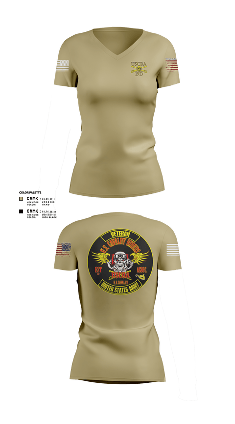 Women's Short Sleeve Vneck Shirt, US Cavalry Riders, Army, Teamtime, Team time, sublimation, custom sports apparel, team uniforms, spirit wear, spiritwear, sports uniforms, custom shirts, team store, custom team store, fundraiser sports, apparel fundraiser