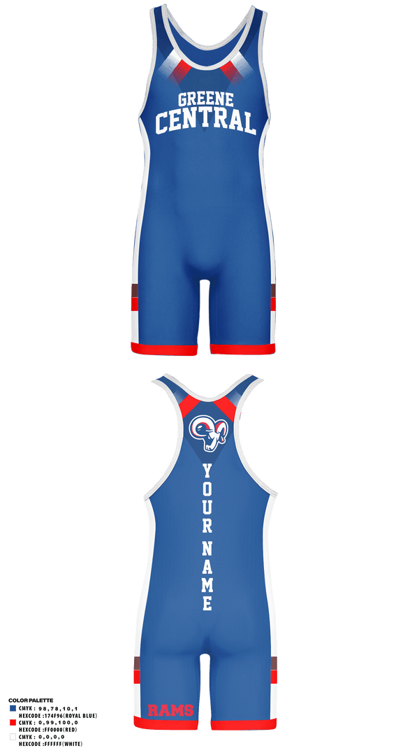 Wrestling Singlet, Greene Central Rams, Wrestling, Teamtime, Team time, sublimation, custom sports apparel, team uniforms, spirit wear, spiritwear, sports uniforms, custom shirts, team store, custom team store, fundraiser sports, apparel fundraiser