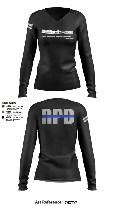 Roanoke SWAT 18217649 Women's Long Sleeve V-neck Shirt - 3
