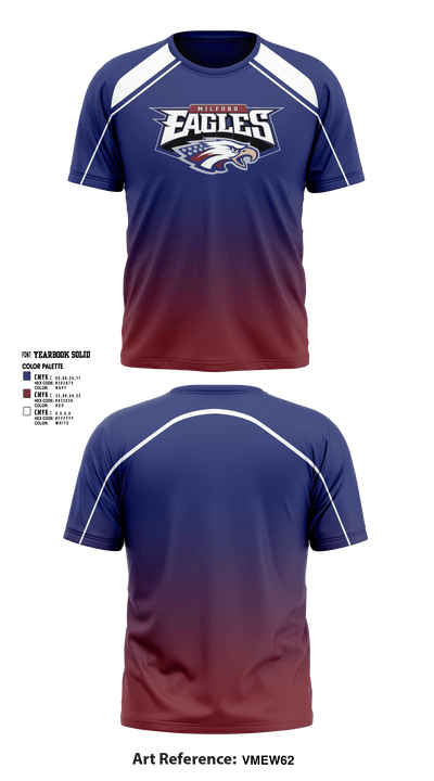 Milford Eagles Pop Warner Football and Cheer 85500081 Short Sleeve Performance Shirt - 2