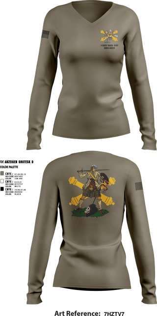 Women's Long Sleeve Vneck Shirt, Bravo 1-119th FA, , Teamtime, Team time, sublimation, custom sports apparel, team uniforms, spirit wear, spiritwear, sports uniforms, custom shirts, team store, custom team store, fundraiser sports, apparel fundraiser