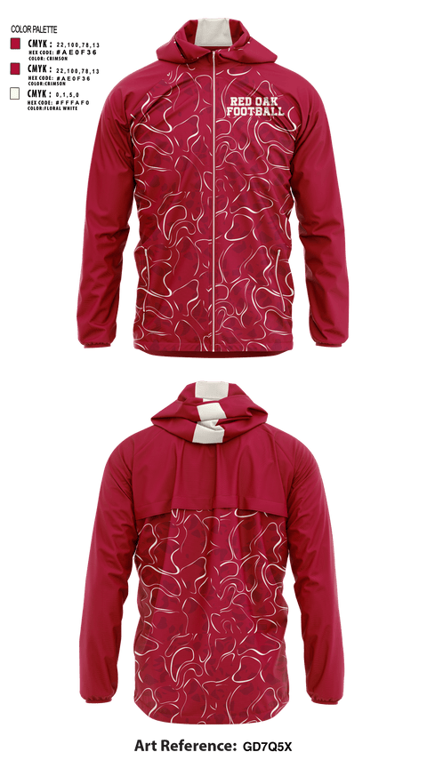 Windbreaker, Red oak, Football, Teamtime, Team time, sublimation, custom sports apparel, team uniforms, spirit wear, spiritwear, sports uniforms, custom shirts, team store, custom team store, fundraiser sports, apparel fundraiser