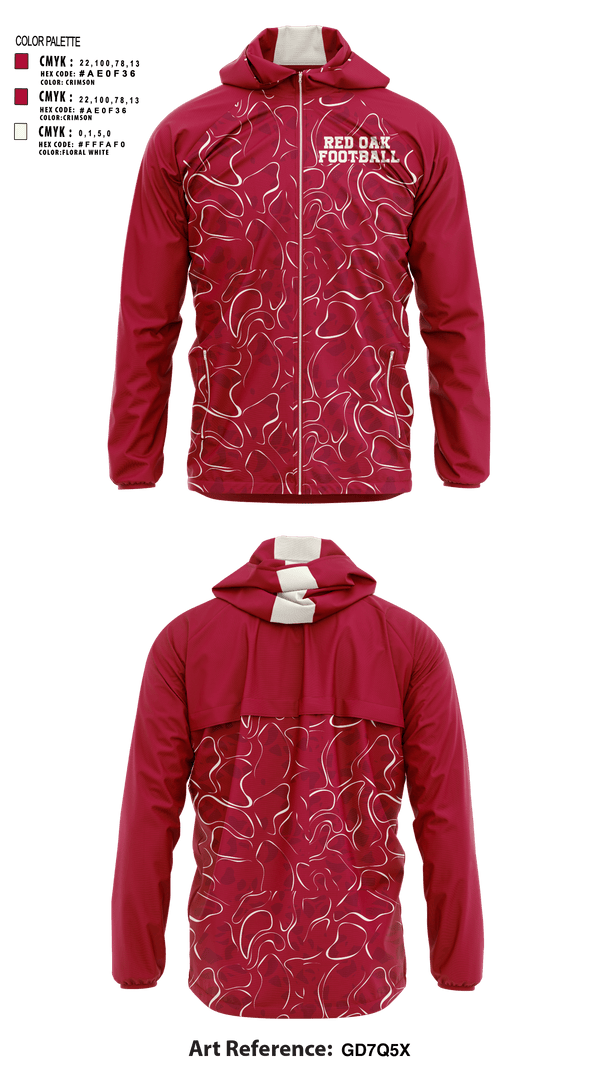 Windbreaker, Red oak, Football, Teamtime, Team time, sublimation, custom sports apparel, team uniforms, spirit wear, spiritwear, sports uniforms, custom shirts, team store, custom team store, fundraiser sports, apparel fundraiser
