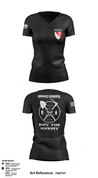 Women's Short Sleeve Vneck Shirt, 615TH ECC, , Teamtime, Team time, sublimation, custom sports apparel, team uniforms, spirit wear, spiritwear, sports uniforms, custom shirts, team store, custom team store, fundraiser sports, apparel fundraiser