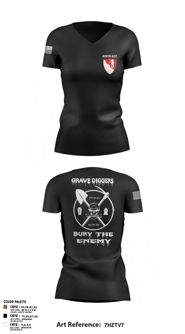 Women's Short Sleeve Vneck Shirt, 615TH ECC, , Teamtime, Team time, sublimation, custom sports apparel, team uniforms, spirit wear, spiritwear, sports uniforms, custom shirts, team store, custom team store, fundraiser sports, apparel fundraiser