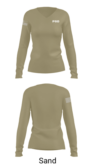Women's Long Sleeve Vneck Shirt, PSD, Army, Teamtime, Team time, sublimation, custom sports apparel, team uniforms, spirit wear, spiritwear, sports uniforms, custom shirts, team store, custom team store, fundraiser sports, apparel fundraiser