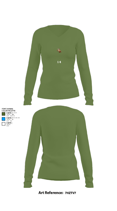 1/4 5379335 Women's Long Sleeve V-neck Shirt - 42