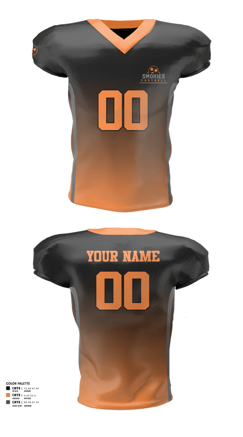 Football Jersey, Smokies, Football, Teamtime, Team time, sublimation, custom sports apparel, team uniforms, spirit wear, spiritwear, sports uniforms, custom shirts, team store, custom team store, fundraiser sports, apparel fundraiser