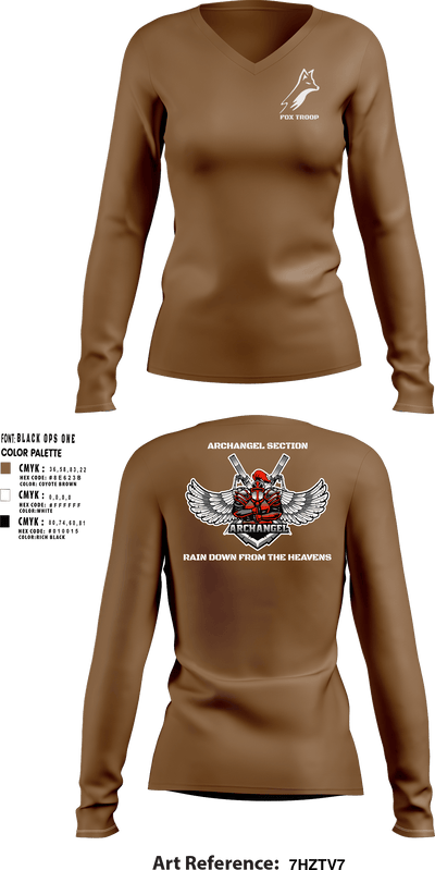 Fox troop 31876072 Women's Long Sleeve V-neck Shirt - 5