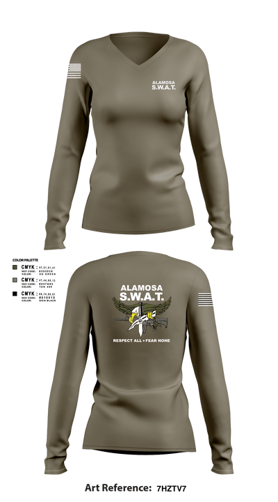 Alamosa SWAT Team 6512641 Women's Long Sleeve V-neck Shirt - 1