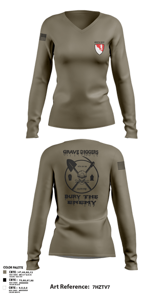 Women's Long Sleeve Vneck Shirt, 615TH ECC, , Teamtime, Team time, sublimation, custom sports apparel, team uniforms, spirit wear, spiritwear, sports uniforms, custom shirts, team store, custom team store, fundraiser sports, apparel fundraiser