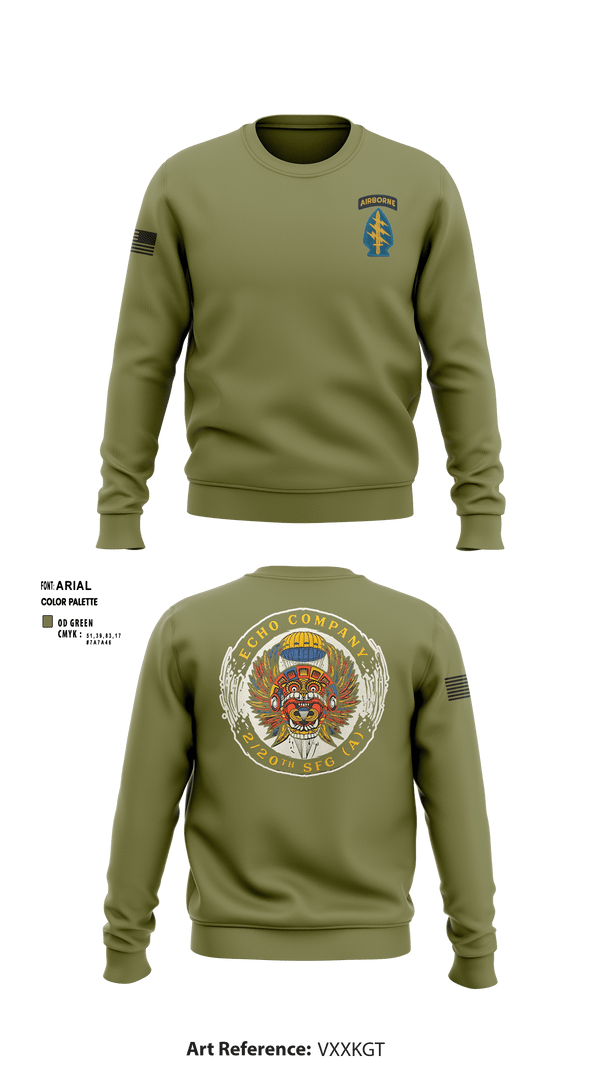 Crew Neck Sweatshirt, ECHO 20th SFG, National Guard, Teamtime, Team time, sublimation, custom sports apparel, team uniforms, spirit wear, spiritwear, sports uniforms, custom shirts, team store, custom team store, fundraiser sports, apparel fundraiser