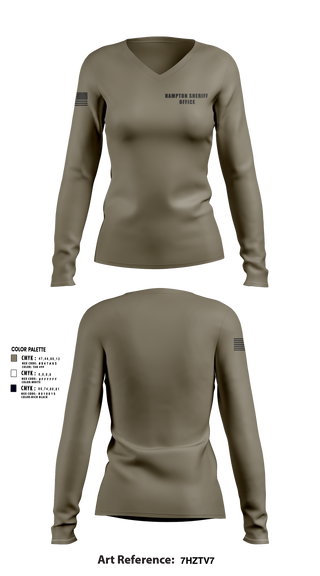 Women's Long Sleeve Vneck Shirt, Hampton sheriff office, , Teamtime, Team time, sublimation, custom sports apparel, team uniforms, spirit wear, spiritwear, sports uniforms, custom shirts, team store, custom team store, fundraiser sports, apparel fundraiser