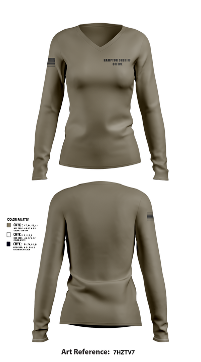 Hampton sheriff office 11195878 Women's Long Sleeve V-neck Shirt - 2