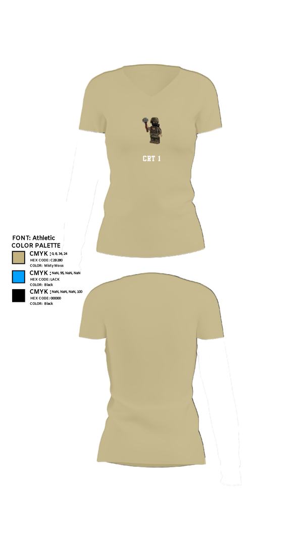 Women's Short Sleeve Vneck Shirt, CRT 1, Army, Teamtime, Team time, sublimation, custom sports apparel, team uniforms, spirit wear, spiritwear, sports uniforms, custom shirts, team store, custom team store, fundraiser sports, apparel fundraiser