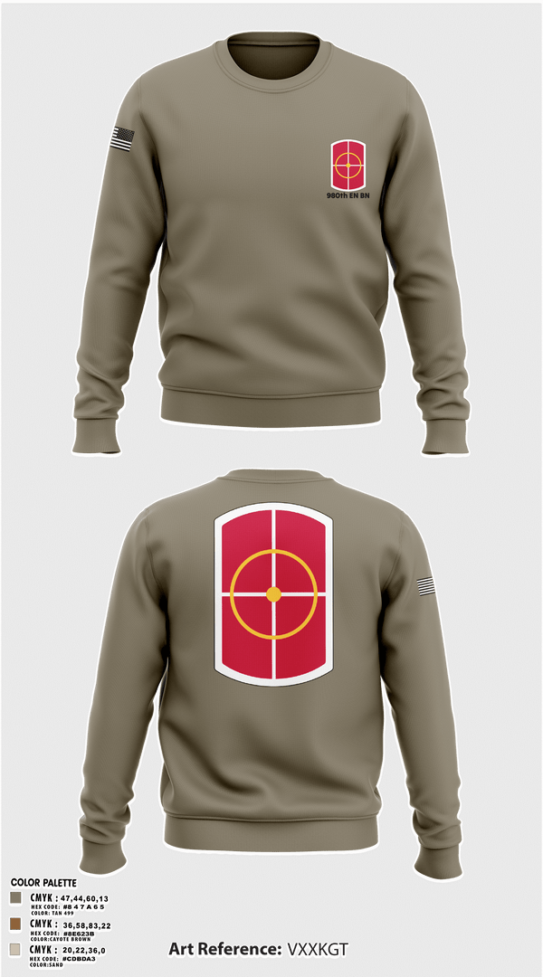 Crew Neck Sweatshirt, 980th EN BN, Army, Teamtime, Team time, sublimation, custom sports apparel, team uniforms, spirit wear, spiritwear, sports uniforms, custom shirts, team store, custom team store, fundraiser sports, apparel fundraiser