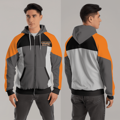 Zip Hoodie, Relentless, Football, Teamtime, Team time, sublimation, custom sports apparel, team uniforms, spirit wear, spiritwear, sports uniforms, custom shirts, team store, custom team store, fundraiser sports, apparel fundraiser
