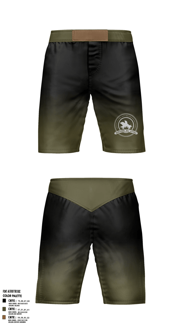 Fight Shorts, Saiyan Jiu Jitsu, Wrestling, Teamtime, Team time, sublimation, custom sports apparel, team uniforms, spirit wear, spiritwear, sports uniforms, custom shirts, team store, custom team store, fundraiser sports, apparel fundraiser