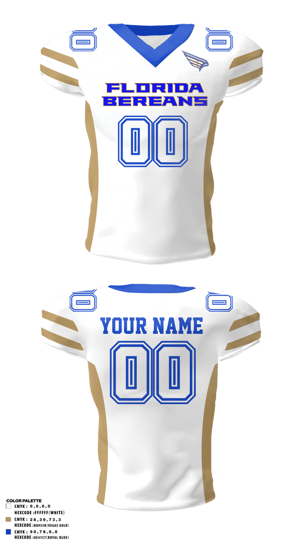 Football Jersey, FLORIDA BEREANS, Football, Teamtime, Team time, sublimation, custom sports apparel, team uniforms, spirit wear, spiritwear, sports uniforms, custom shirts, team store, custom team store, fundraiser sports, apparel fundraiser