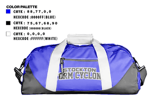 Duffle Bag, Stockton Storm Cyclones, Women's Soccer, Teamtime, Team time, sublimation, custom sports apparel, team uniforms, spirit wear, spiritwear, sports uniforms, custom shirts, team store, custom team store, fundraiser sports, apparel fundraiser