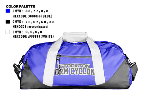 Duffle Bag, Stockton Storm Cyclones, Women's Soccer, Teamtime, Team time, sublimation, custom sports apparel, team uniforms, spirit wear, spiritwear, sports uniforms, custom shirts, team store, custom team store, fundraiser sports, apparel fundraiser