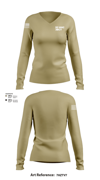 Women's Long Sleeve Vneck Shirt, S2 HHC 3BCT, Army, Teamtime, Team time, sublimation, custom sports apparel, team uniforms, spirit wear, spiritwear, sports uniforms, custom shirts, team store, custom team store, fundraiser sports, apparel fundraiser