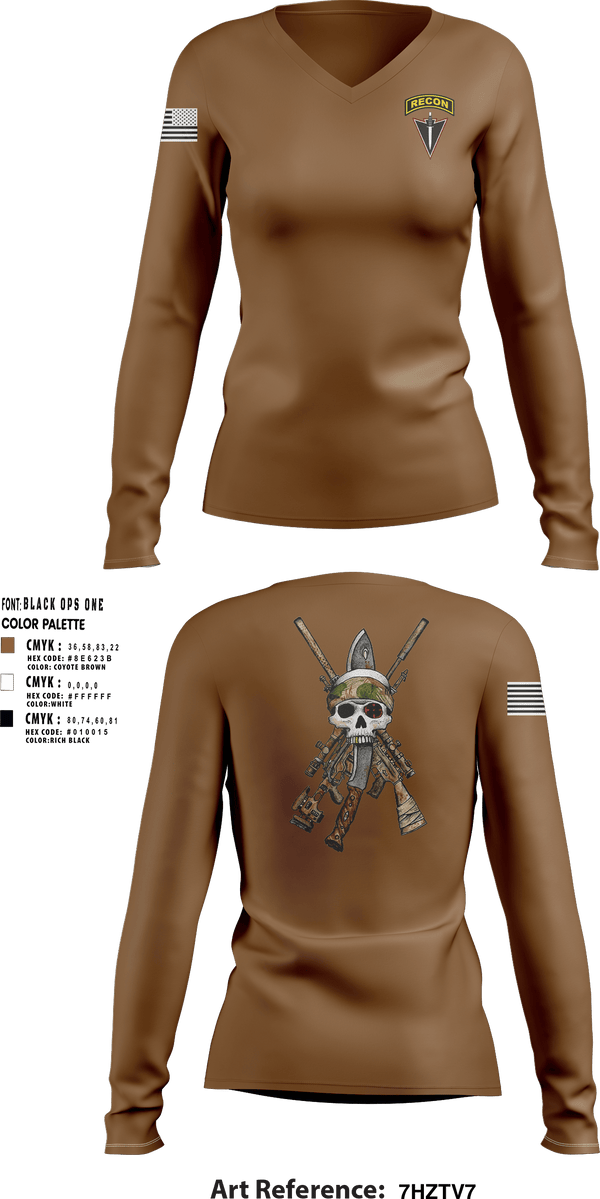 Women's Long Sleeve Vneck Shirt, HHC 2/130 IN, National Guard, Teamtime, Team time, sublimation, custom sports apparel, team uniforms, spirit wear, spiritwear, sports uniforms, custom shirts, team store, custom team store, fundraiser sports, apparel fundraiser