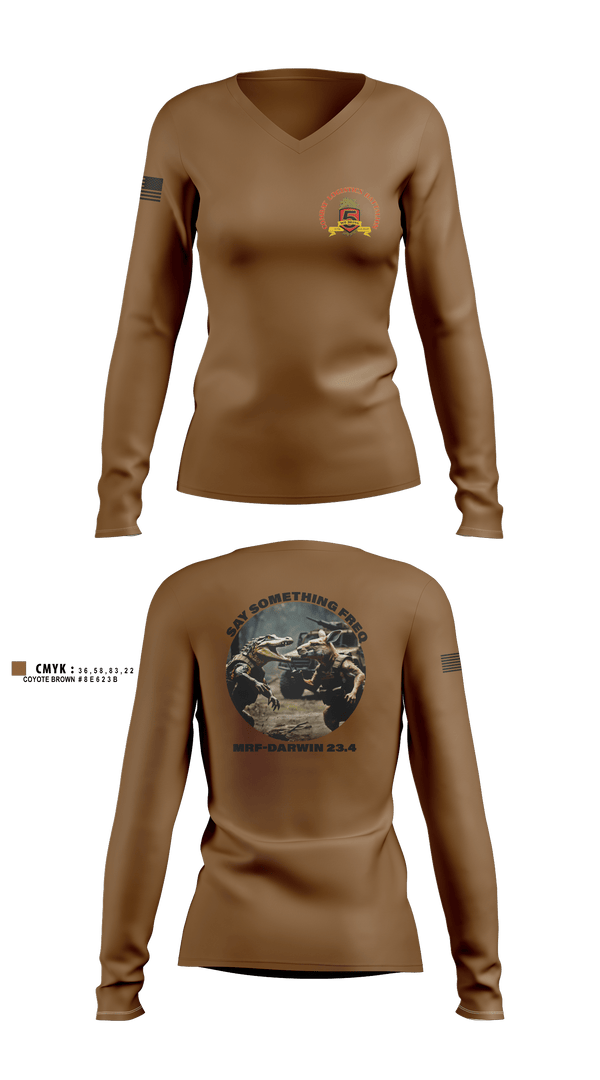 Women's Long Sleeve Vneck Shirt, Clb-5, Marines, Teamtime, Team time, sublimation, custom sports apparel, team uniforms, spirit wear, spiritwear, sports uniforms, custom shirts, team store, custom team store, fundraiser sports, apparel fundraiser