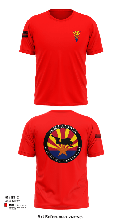 Arizona Underwater Explorers 16457471 Short Sleeve Performance Shirt - 41