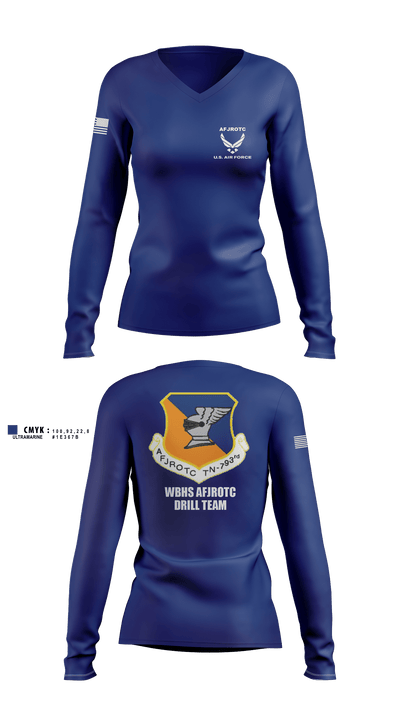 WBHS AFJROTC 46215478 Women's Long Sleeve V-neck Shirt - 10