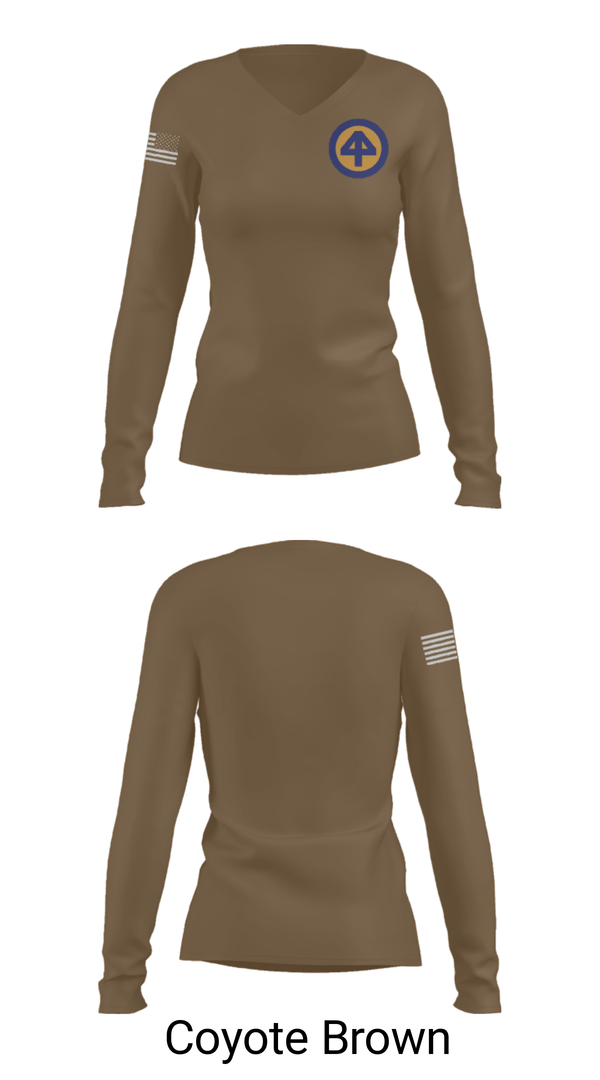 Women's Long Sleeve Vneck Shirt, A CO 2-113th, Army, Teamtime, Team time, sublimation, custom sports apparel, team uniforms, spirit wear, spiritwear, sports uniforms, custom shirts, team store, custom team store, fundraiser sports, apparel fundraiser