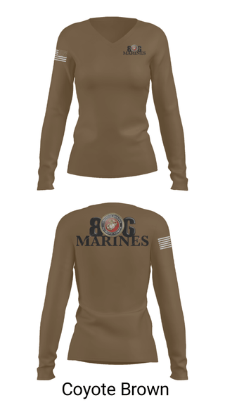 Women's Long Sleeve Vneck Shirt, 806 Marines, Marines, Teamtime, Team time, sublimation, custom sports apparel, team uniforms, spirit wear, spiritwear, sports uniforms, custom shirts, team store, custom team store, fundraiser sports, apparel fundraiser
