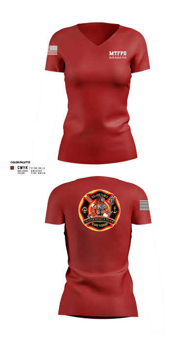 MTFPD Water Rescue Teams 62483869 Women's Short Sleeve V-neck Shirt - 3