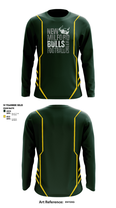 New Milford Bulls Football And Cheerleading 19489077 Long Sleeve Performance Shirt - 6