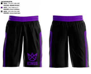 Mens Basketball Shorts, Kings, Men's Basketball, Teamtime, Team time, sublimation, custom sports apparel, team uniforms, spirit wear, spiritwear, sports uniforms, custom shirts, team store, custom team store, fundraiser sports, apparel fundraiser