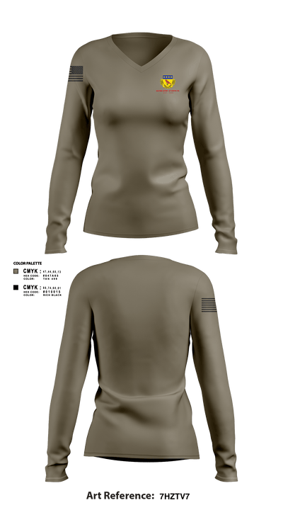 Alpha BTRY 2/138th FA 84014015 Women's Long Sleeve V-neck Shirt - 102