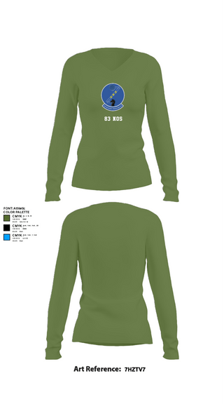 Women's Long Sleeve Vneck Shirt, 83 NOS, Air Force, Teamtime, Team time, sublimation, custom sports apparel, team uniforms, spirit wear, spiritwear, sports uniforms, custom shirts, team store, custom team store, fundraiser sports, apparel fundraiser