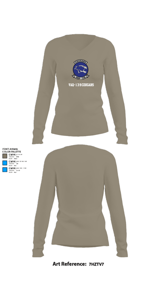 Women's Long Sleeve Vneck Shirt, VAQ-139 Cougars, Navy, Teamtime, Team time, sublimation, custom sports apparel, team uniforms, spirit wear, spiritwear, sports uniforms, custom shirts, team store, custom team store, fundraiser sports, apparel fundraiser