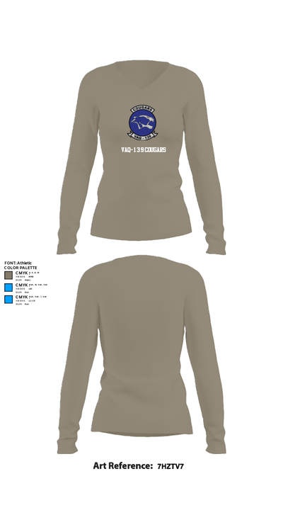VAQ-139 Cougars 17202131 Women's Long Sleeve V-neck Shirt - 59