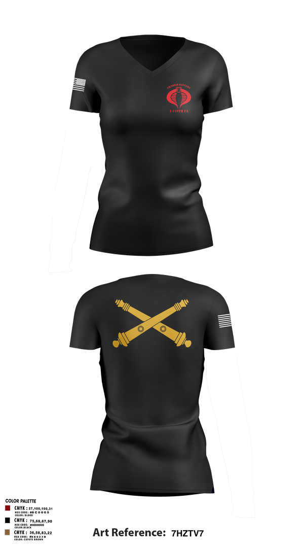 Women's Short Sleeve Vneck Shirt, Charlie Battery, 1-119th FA, , Teamtime, Team time, sublimation, custom sports apparel, team uniforms, spirit wear, spiritwear, sports uniforms, custom shirts, team store, custom team store, fundraiser sports, apparel fundraiser