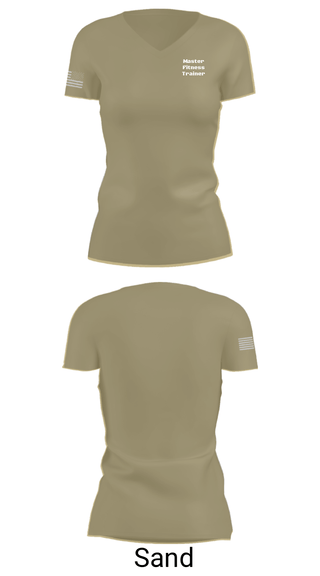 Women's Short Sleeve Vneck Shirt, Master Fitness Trainer, Army, Teamtime, Team time, sublimation, custom sports apparel, team uniforms, spirit wear, spiritwear, sports uniforms, custom shirts, team store, custom team store, fundraiser sports, apparel fundraiser