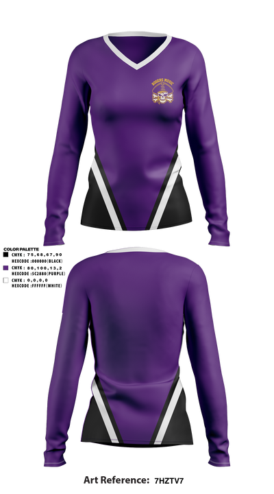 Rogers Music 78433672 Women's Long Sleeve V-neck Shirt - 3