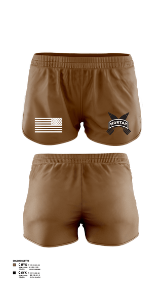 Women's Shorts, Mortars, Army, Teamtime, Team time, sublimation, custom sports apparel, team uniforms, spirit wear, spiritwear, sports uniforms, custom shirts, team store, custom team store, fundraiser sports, apparel fundraiser