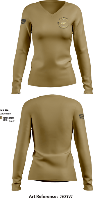 Women's Long Sleeve Vneck Shirt, 1-7 ADA D BATTERY, Army, Teamtime, Team time, sublimation, custom sports apparel, team uniforms, spirit wear, spiritwear, sports uniforms, custom shirts, team store, custom team store, fundraiser sports, apparel fundraiser