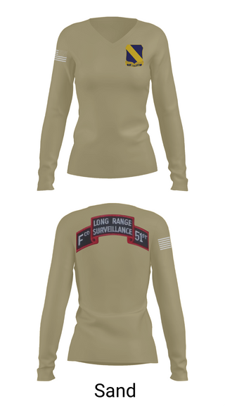 Women's Long Sleeve Vneck Shirt, Fco 51st infantry LRSU, , Teamtime, Team time, sublimation, custom sports apparel, team uniforms, spirit wear, spiritwear, sports uniforms, custom shirts, team store, custom team store, fundraiser sports, apparel fundraiser