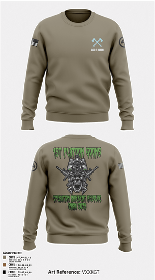 Crew Neck Sweatshirt, A-CO 2-113th Infantry, Army, Teamtime, Team time, sublimation, custom sports apparel, team uniforms, spirit wear, spiritwear, sports uniforms, custom shirts, team store, custom team store, fundraiser sports, apparel fundraiser